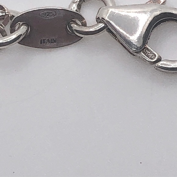Vtg Sterling Brushed Woodgrain Design Oval Link Bracelet 7.2” / 925 Italy - Picture 5 of 6
